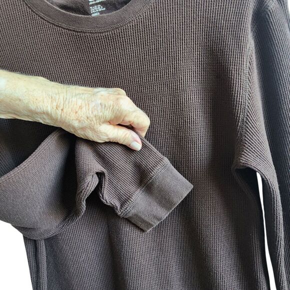 John Ashford Unisex Trending Rich Brown Waffle Knit Thermal L S Tee-Layering-S - Picture 4 of 6